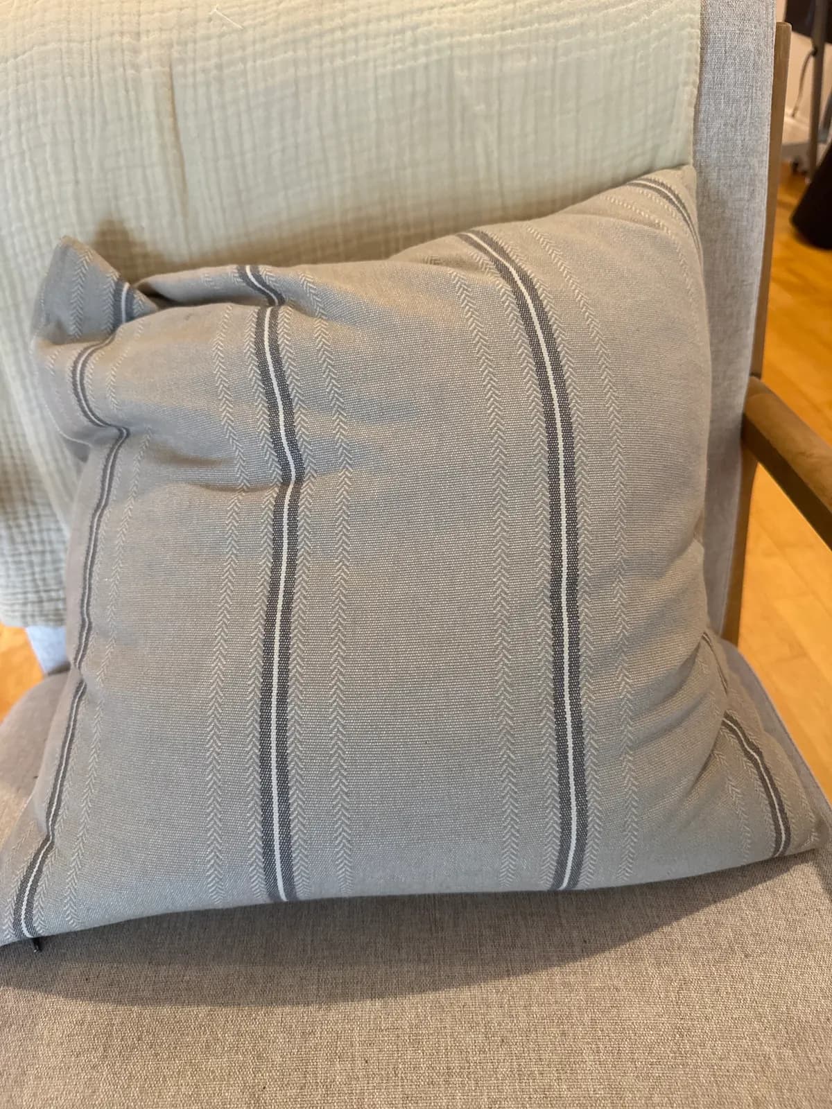 Gray Throw Pillow with Stripes