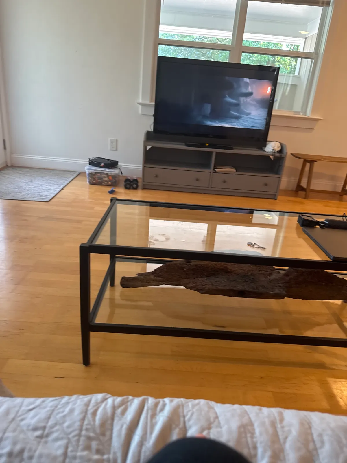 Glass Coffee Table with Metal Frame